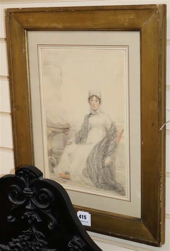 Benjamin Burrell, drawing, portrait of a seated lady 35 x 23cm.